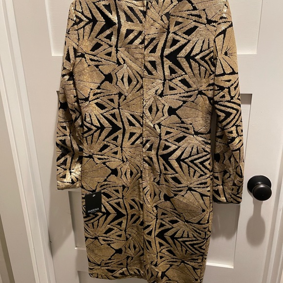 Marina Gold and Black Sequin Cocktail Dress - size 6 - Picture 2 of 8